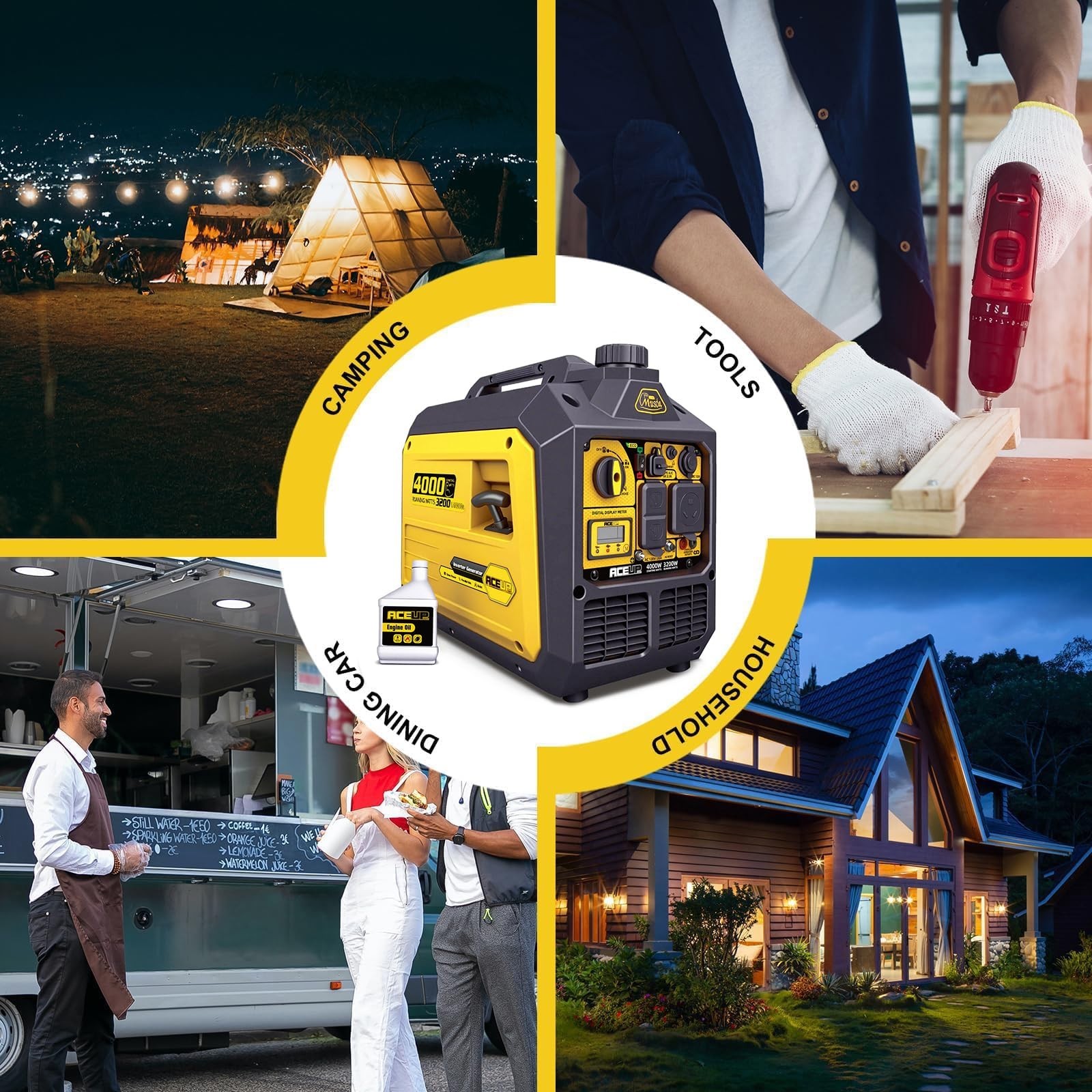 4000 Watt Gas Inverter Generator Portable Quiet EPA RV-Ready Emergency Hurricane