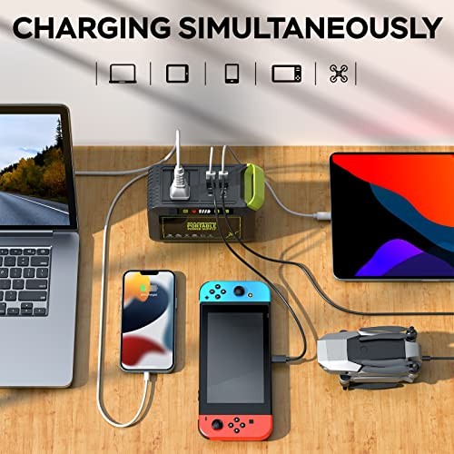 Portable Power Station 88Wh Camping Lithium Battery Solar Generator Fast Green