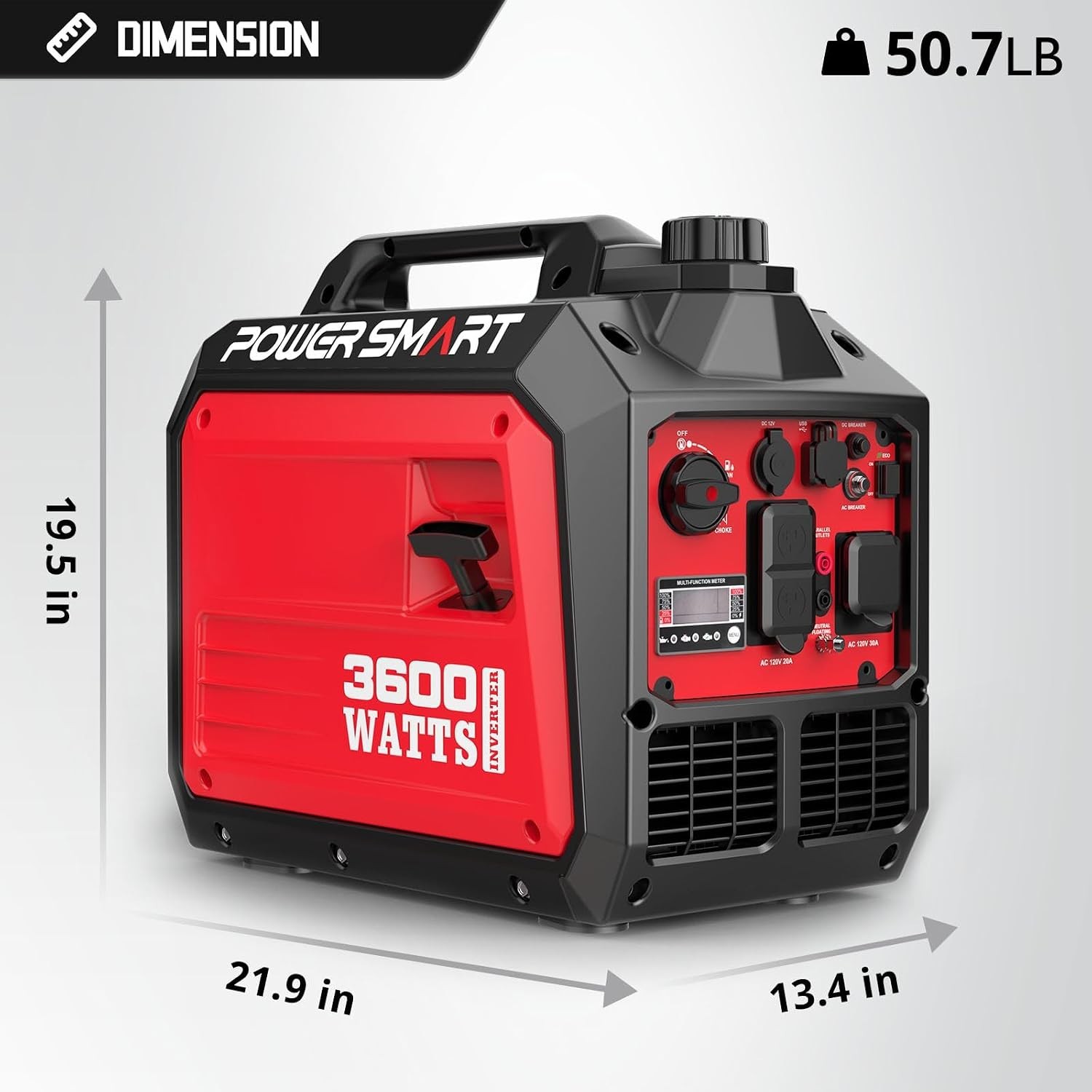 PowerSmart 3600 Watt Portable Inverter Generator 30 Amp for Home use Technology