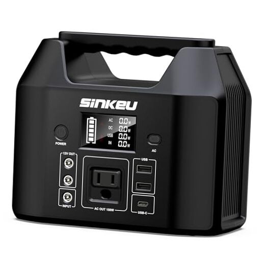 Portable Power Station 122.8Wh, LiFePO4 Battery Solar Generator for 150W Black