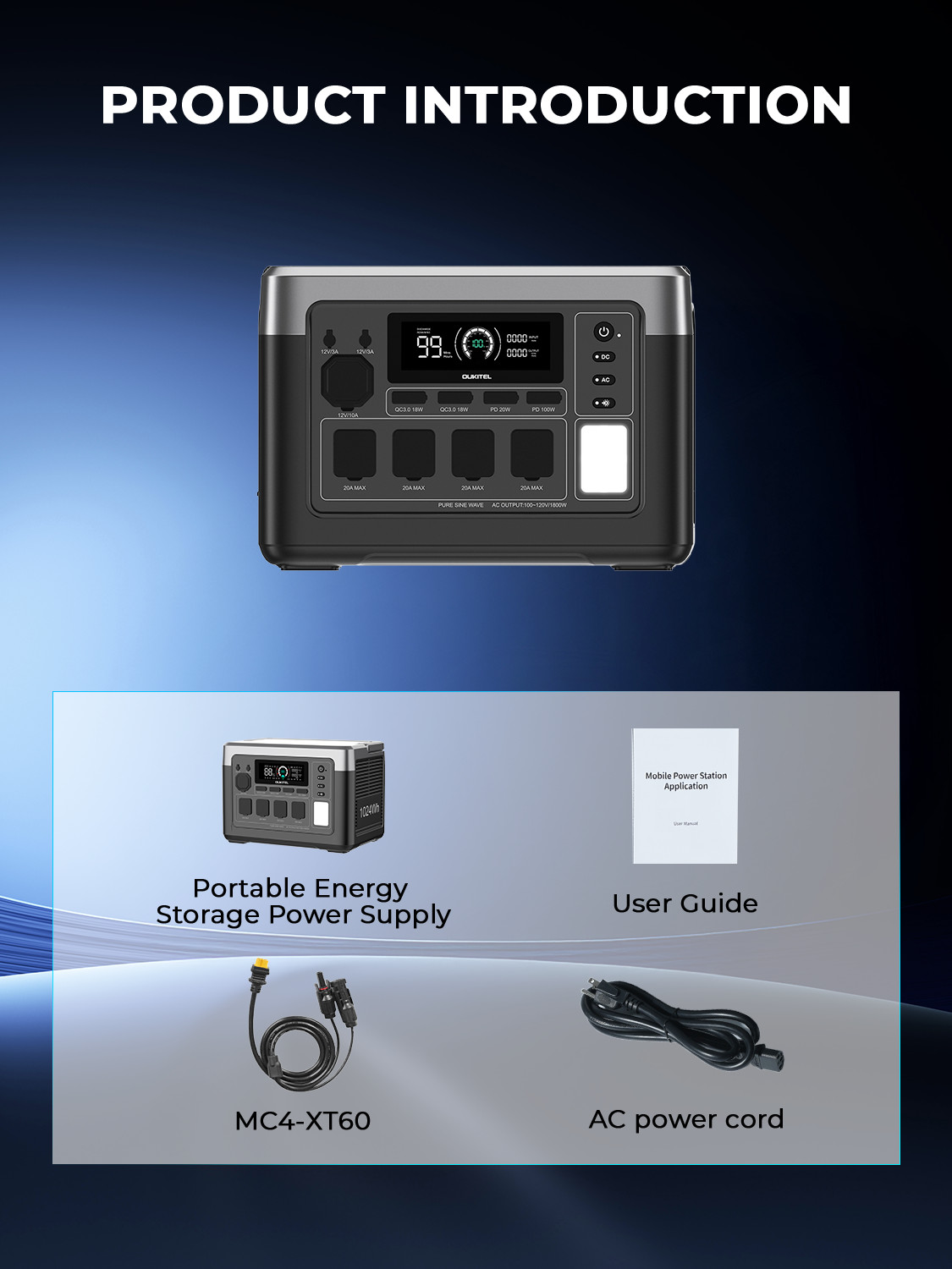 OUKITEL Power Station 1024Wh, 1800W Solar Generator, LiFePO4 Battery Backup