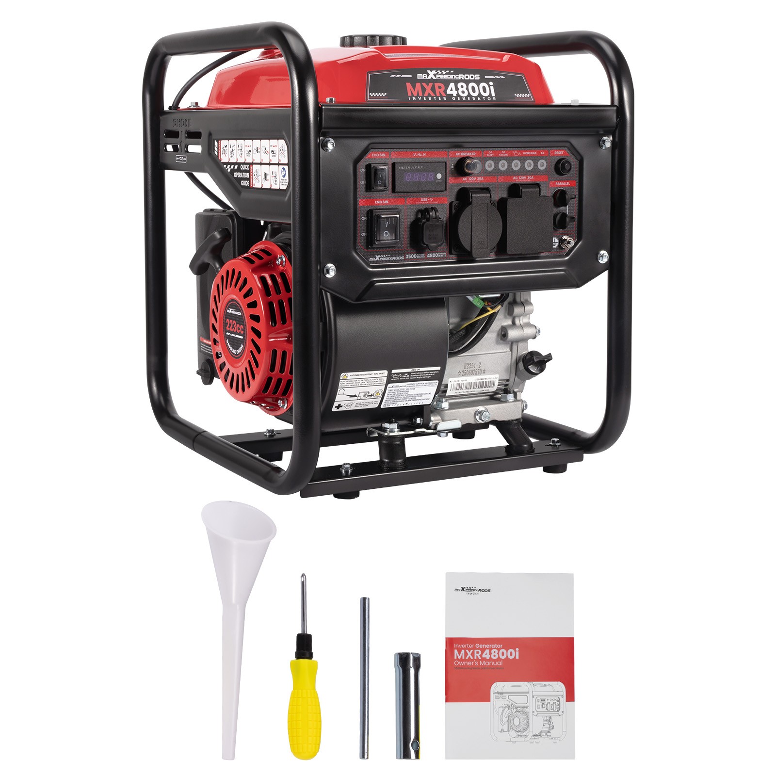 4800W Peak 3500W Portable Inverter Generator Gas Powered Digital LCD 120V USB
