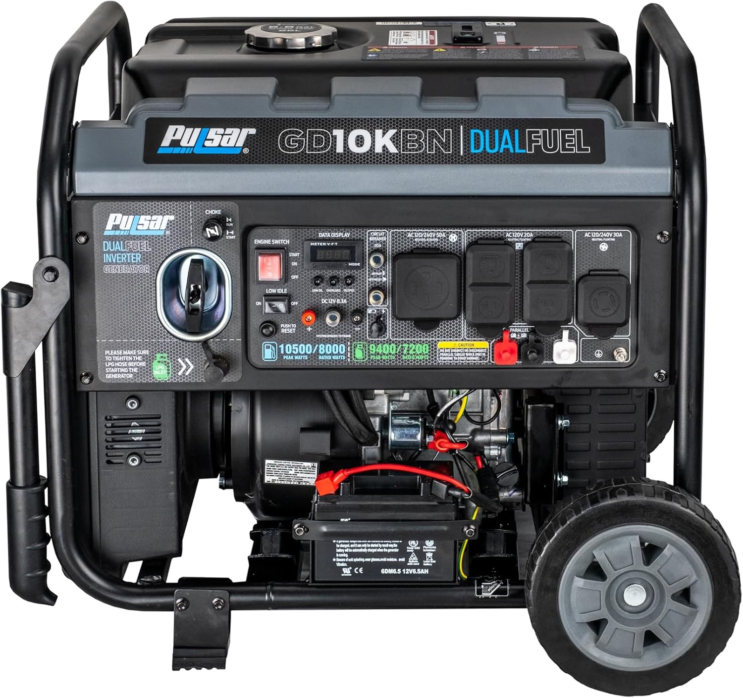 GD10KBN 10500W Dual Fuel Home Backup Portable Inverter Generator with Wheel Kit