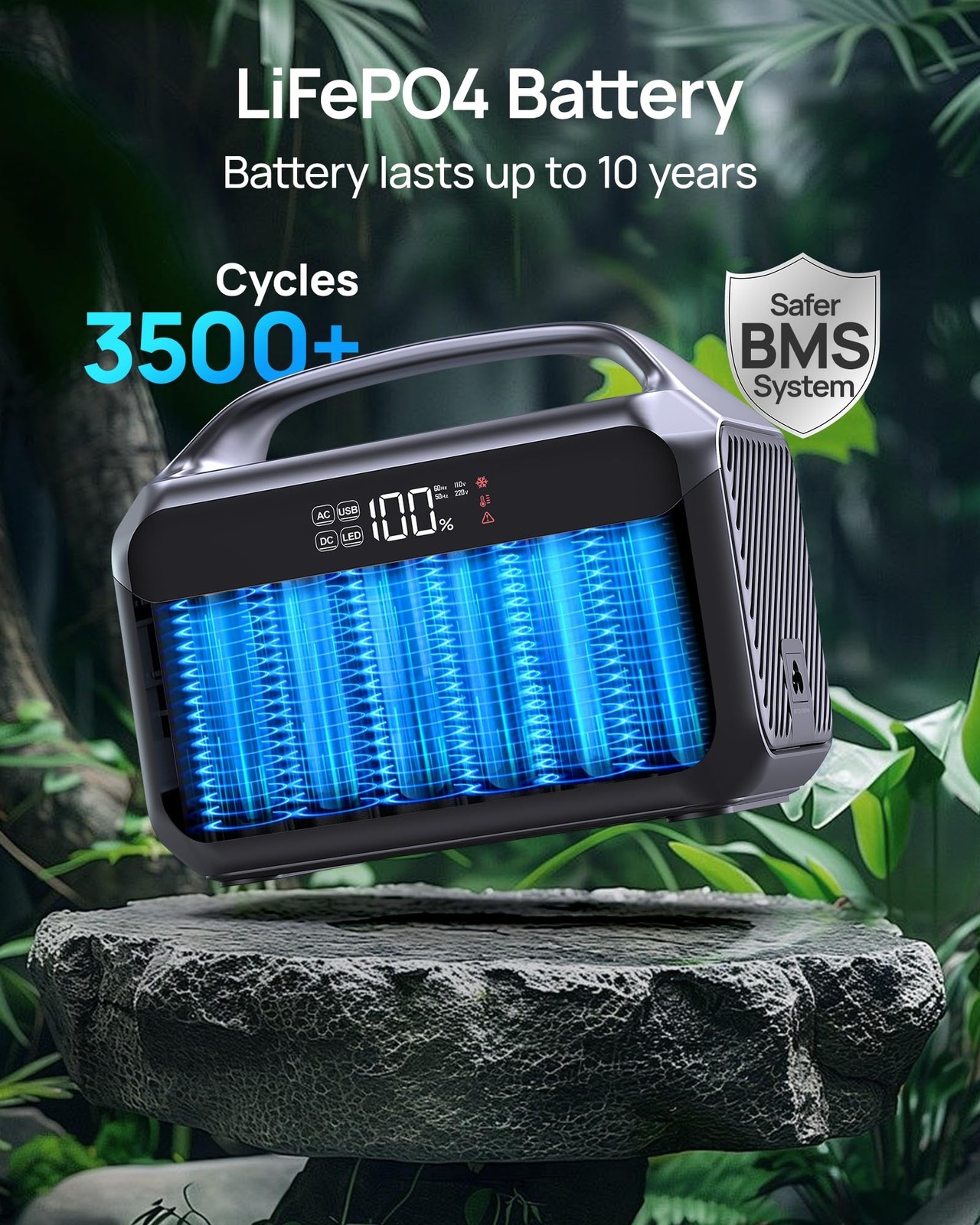 Portable Power Station 600W, 288Wh LiFePO4 Battery Backup Power w/ 2 600W(120…