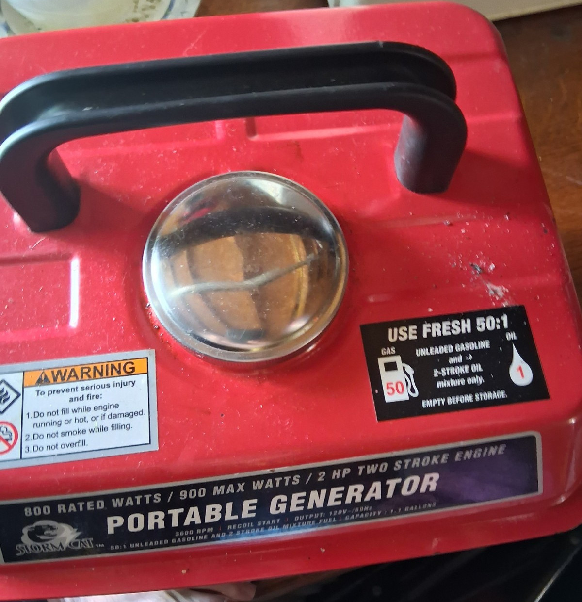 Storm Cat 63cc Portable Gasoline Generator 900 Max Watts Red Black