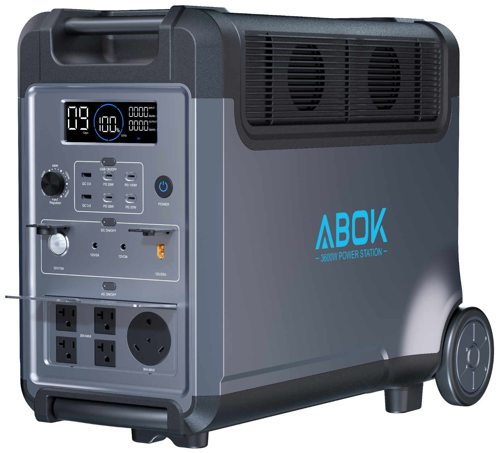ABOK Ark3600 Portable Power Station, 3840Wh LiFePO₄ Solar Generator, Home Use RV