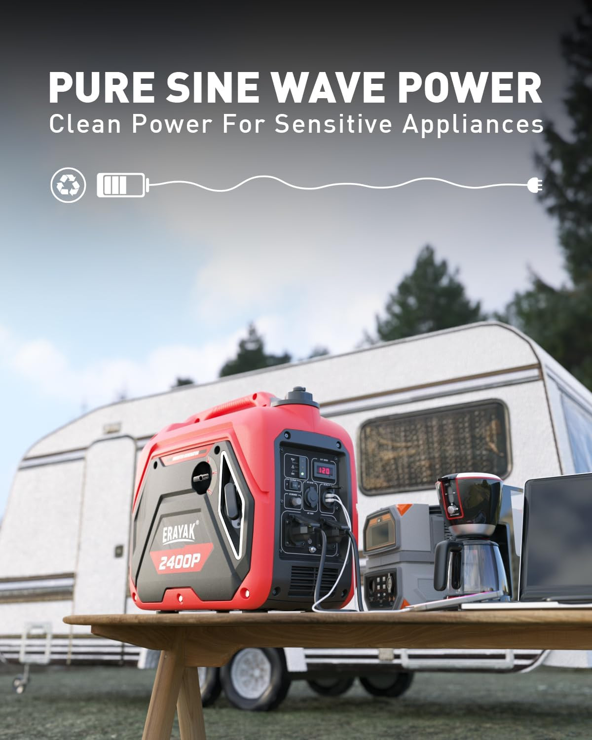 2400W Portable Inverter Generator for Home Use, Super Quiet Small Generator for