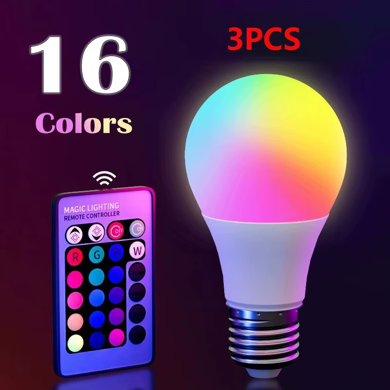 16 Colors RGB Bulb LED Multicolor Bulb E27 220V Household Lighting Dimmable 24 K