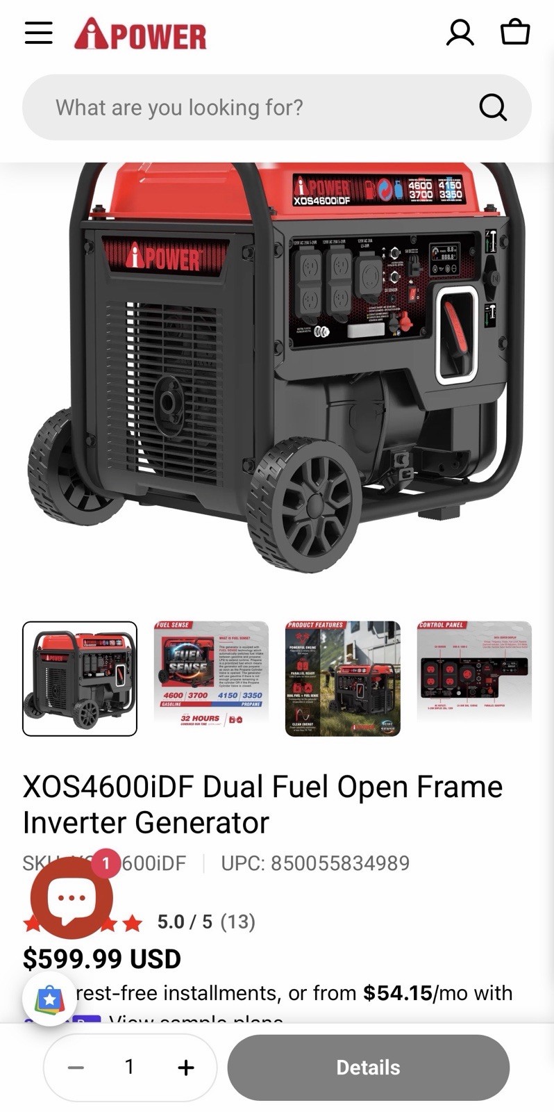 Dual Fuel Open Frame Inverter Generator Great Deal Brand New