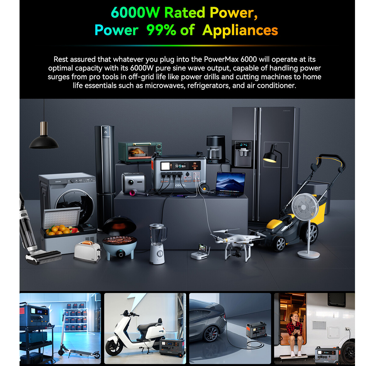 Blackview OSCAL PowerMax 6000W Portable Power Station 3600Wh LFP + Extra Battery