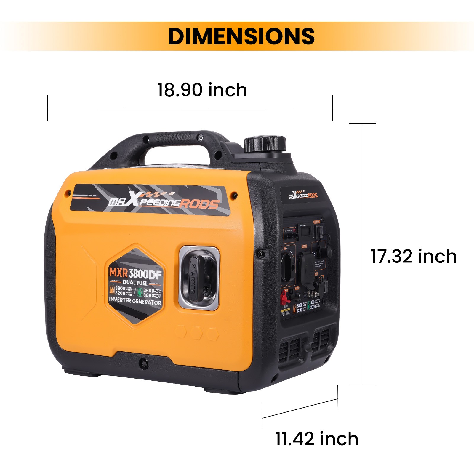 3800W Dual Fuel Inverter Generator Pure Sine Wave Safe for Laptops and Phones