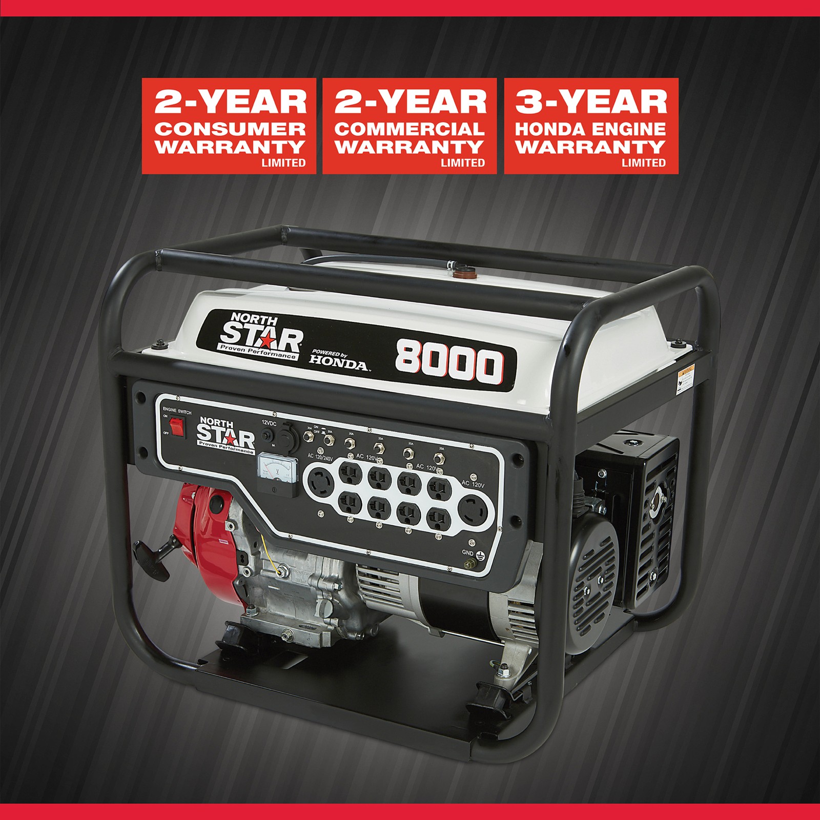 NorthStar Commercial-Grade Portable Generator, Honda GX390 OHV Engine, 6600