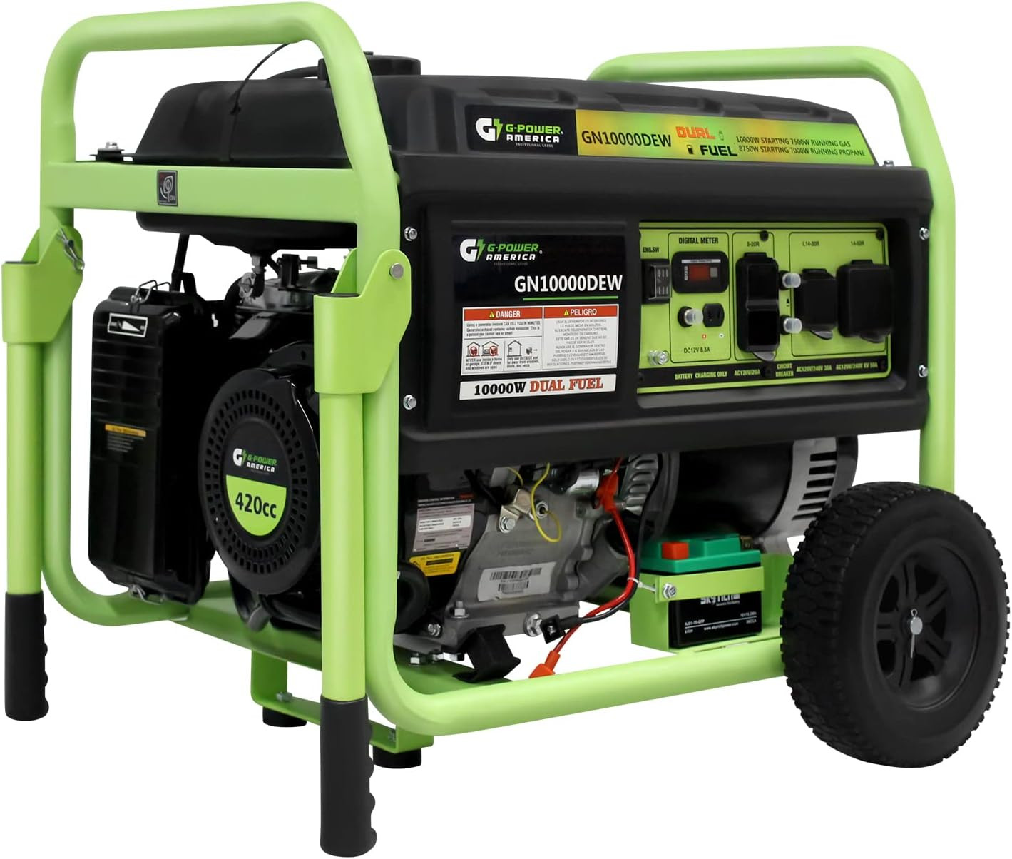 Green Power 10,000-W Portable Dual Fuel Gas Powered Generator w/ Electric Start