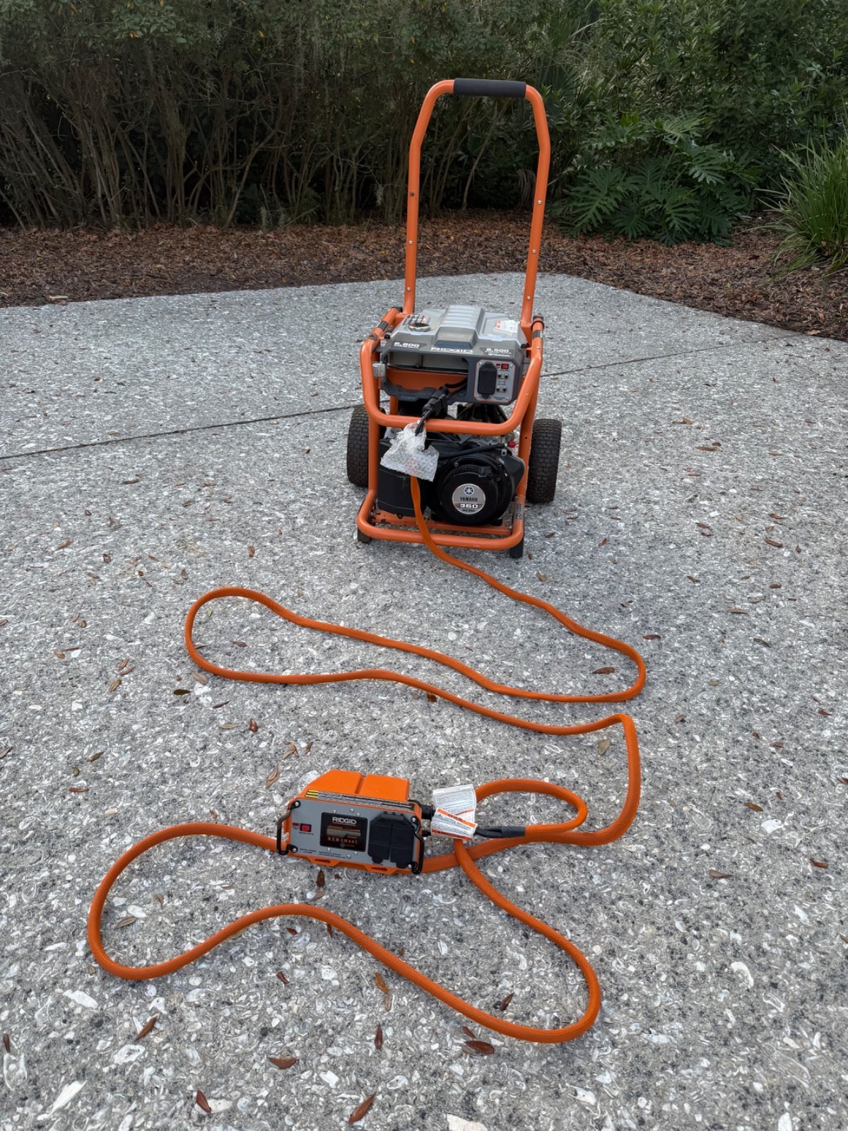 Rigid 6800/8500 Generator with 23 foot extension cable. 52 hours use