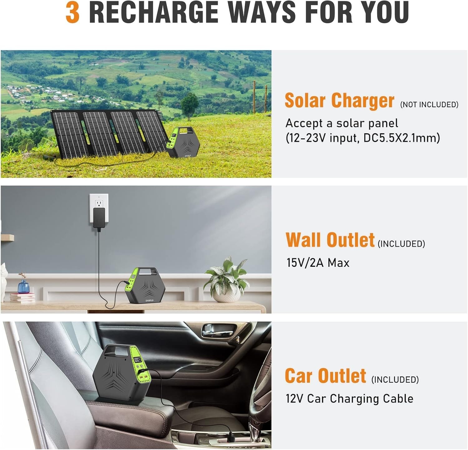 Green Portable Power Station 97Wh Portable Generator 26400mAh Power Bank Open