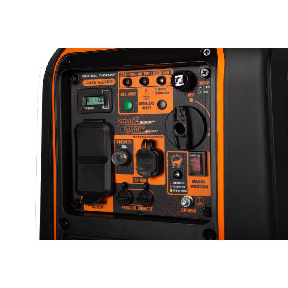 2500-Watt Recoil Start Gas-Powered Inverter Generator, Quiet, Portable, and Ligh