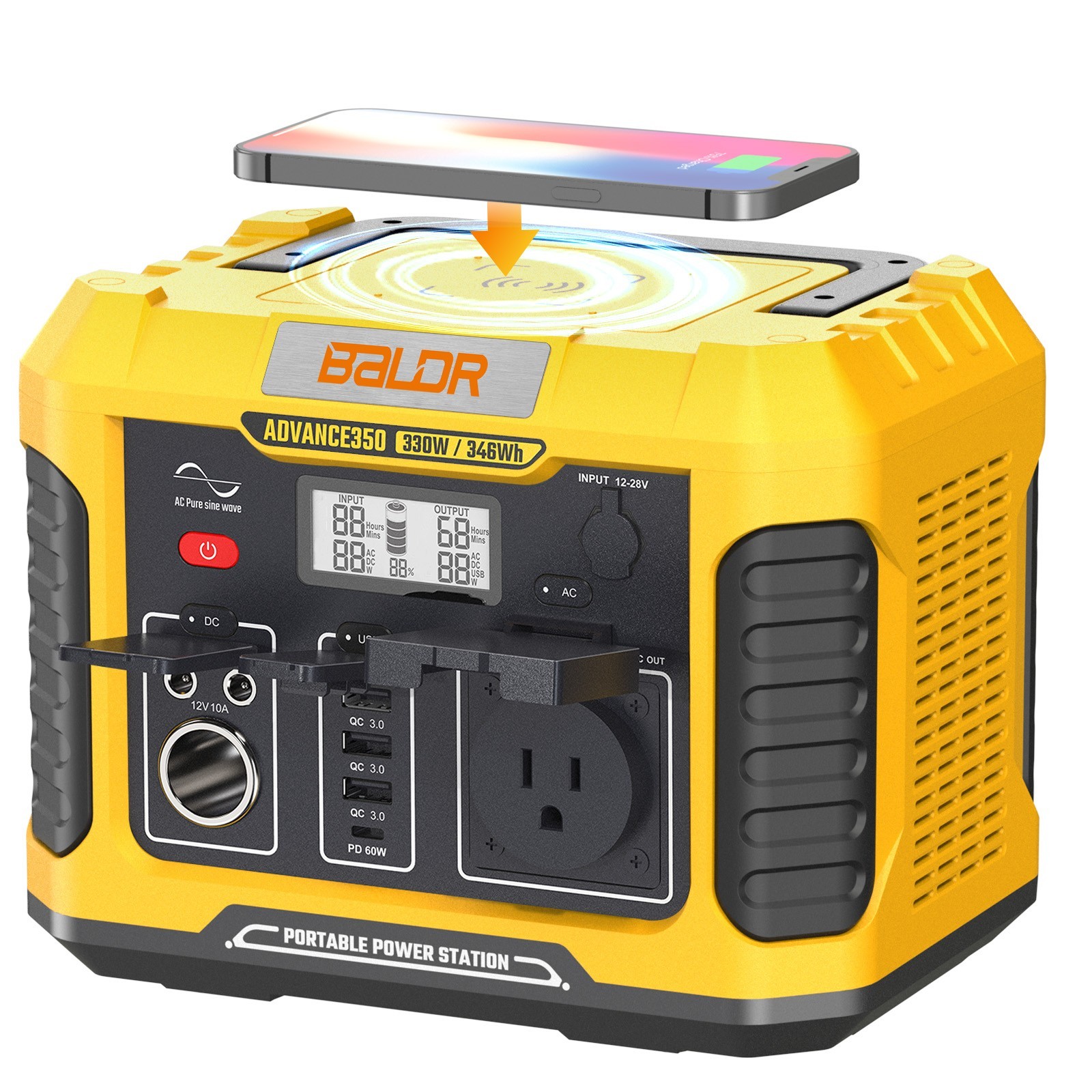 BALDR 330W Portable Power Station,346Wh Solar Generator Backup Battery