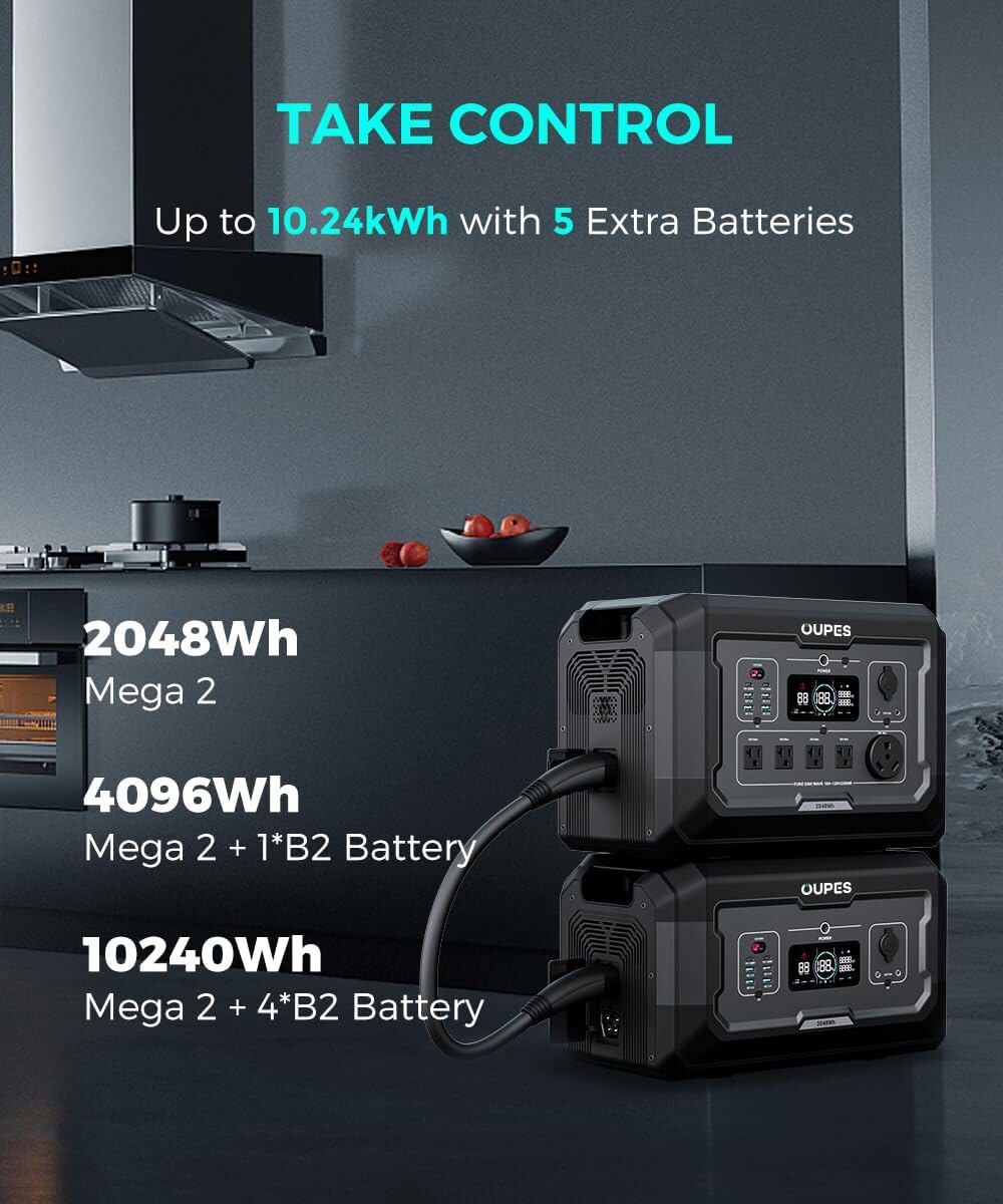 OUPES B2 Extra 2048Wh Battery for Power Station Mega 1/2/3 Solar Generator
