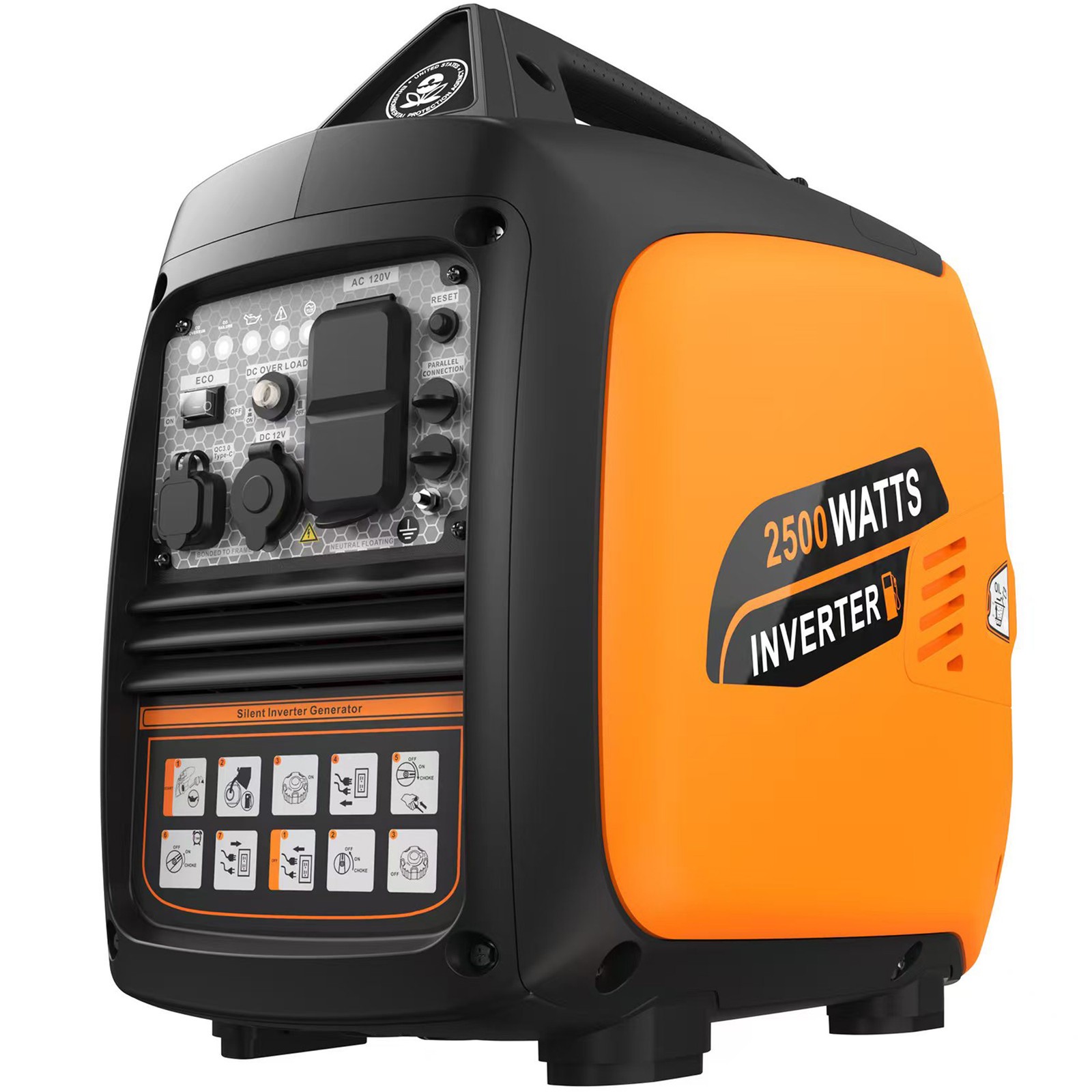 Efurden 2500W Inverter Generator Portable Ultra-Quiet 10H Runtime Pure Sine Wave