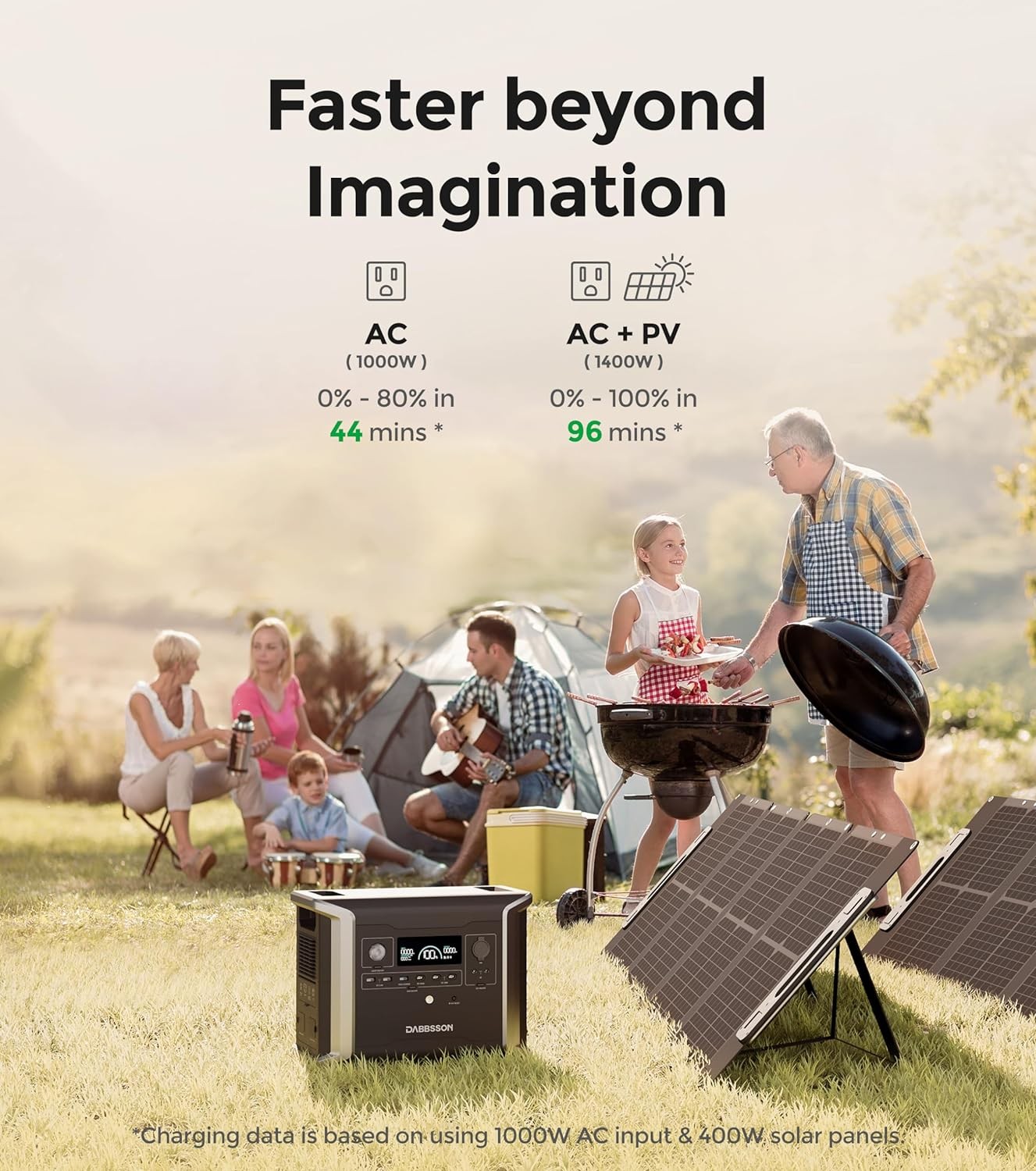 Dabbsson 1200W 1330Wh Power Station Portable with 2* 120W Foldable Solar Panel