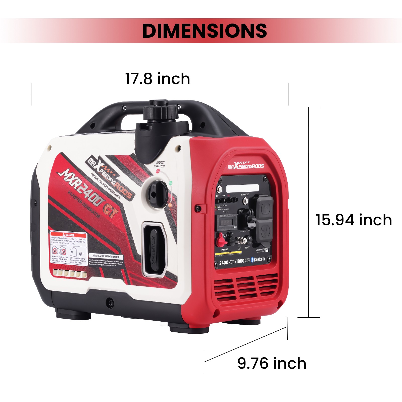 Lightweight Inverter Generator 2400W with App Monitor Eco Mode Quiet 58dB