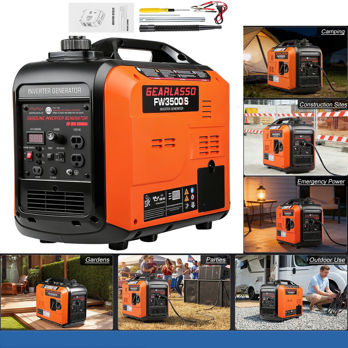 US Portable Inverter Generator Gas Powered Quiet for Home Backup Construction RV