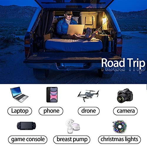 Power Inverter 12V to 110V for Vehicles with Dual Fast Charging 24W USB 500W