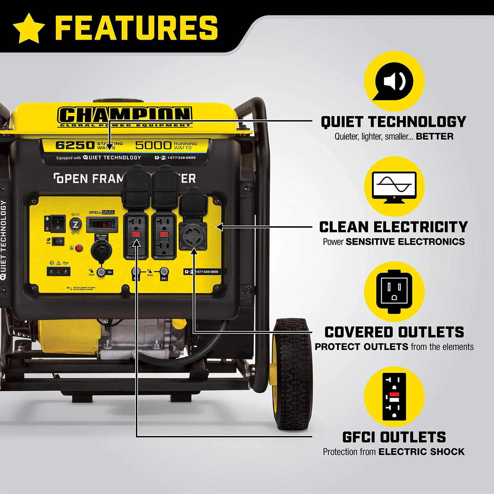 Champion Power Equipment 100519 6250-Watt Portable Open Frame Inverter