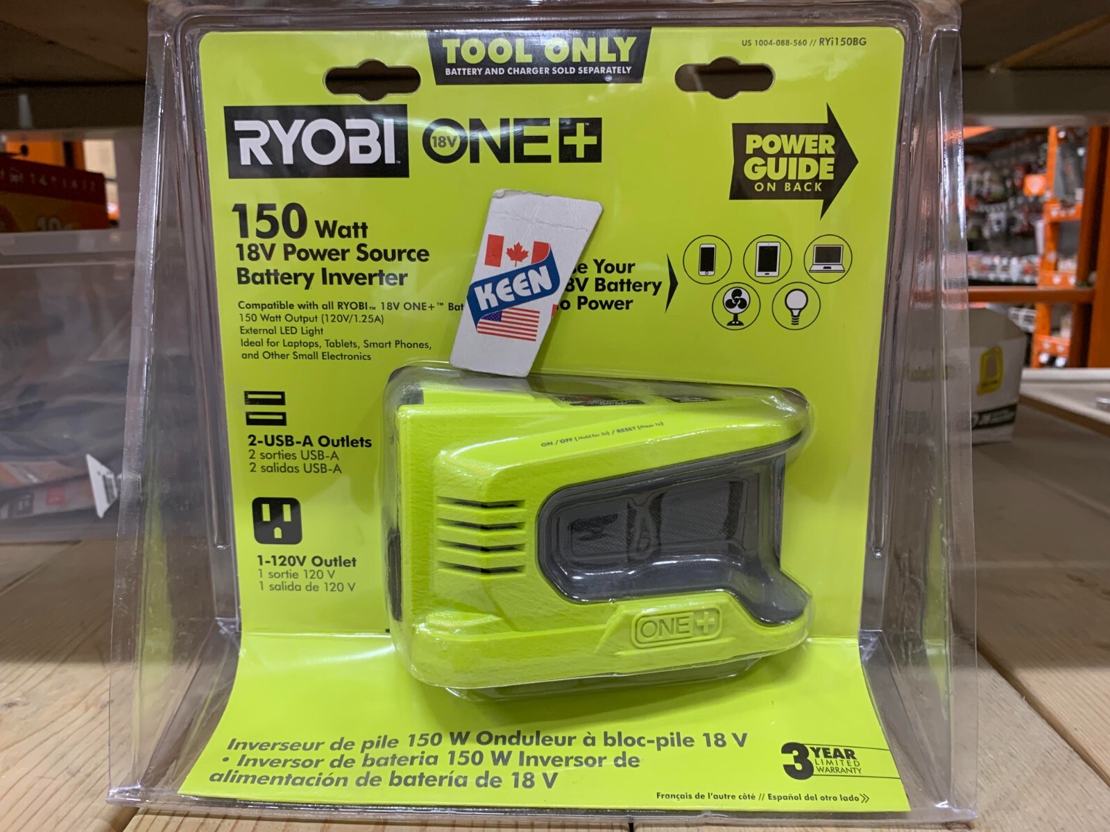 RYOBI CANADA 150W Powered Inverter Generator for 18V Battery