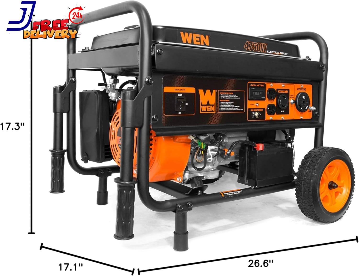 56475 4750-Watt Portable Generator with Electric Start and Wheel Kit NEW