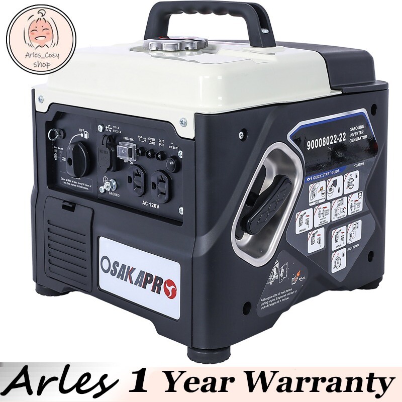 Portable Inverter Generator 1200W Engine Eco-Mode for Backup Home Use & Camping