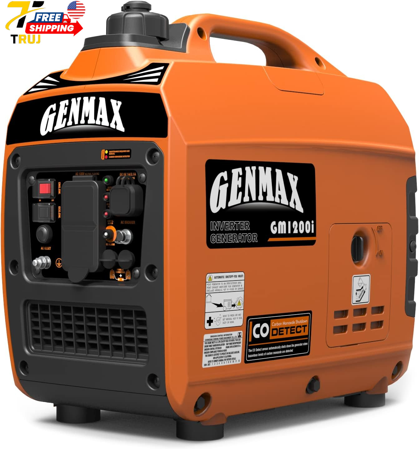 GENMAX Portable Generator EPA Compliant Eco-Mode Lightweight for Home & Camping