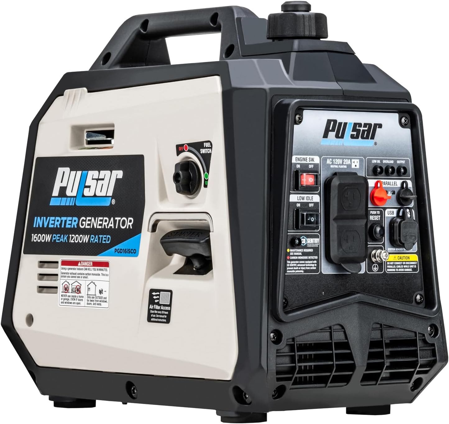 PGD16ISCO Ultra Light Quiet 1600W Portable Gas Inverter Generator, CARB Complian