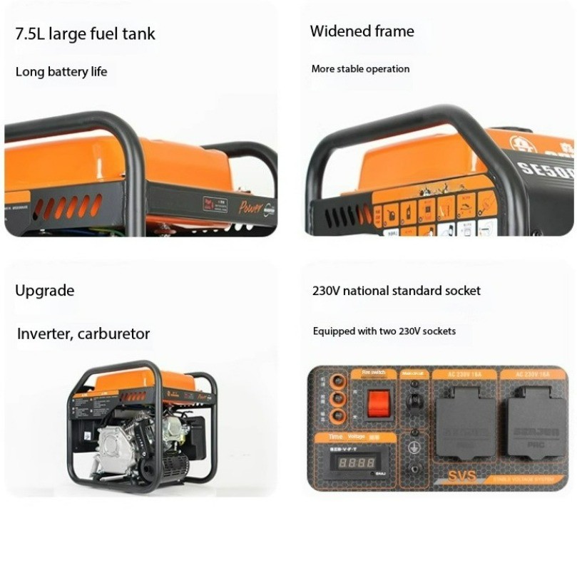 220V Compact Gasoline Generator, Inverter 4200W High-Power Portable Handheld