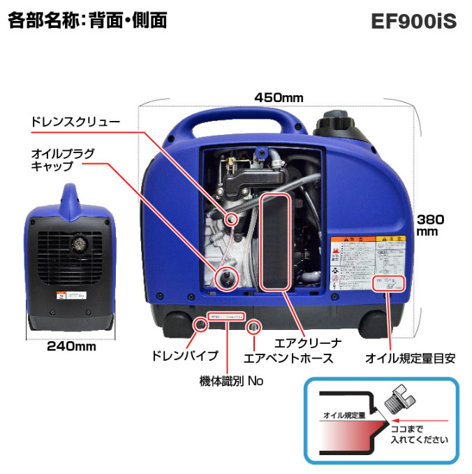 YAMAHA 0.9kVA Portable Gasoline Inverter Generator EF900iS Super Quiet