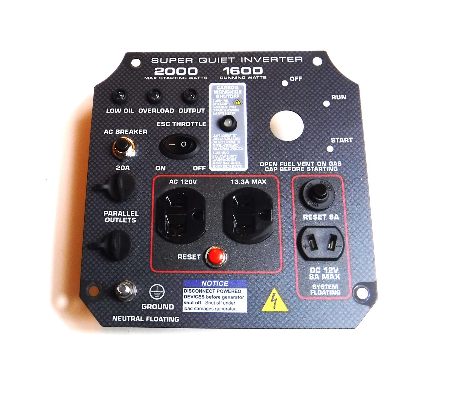Predator 2000 Watt Inverter Generator Control Panel w/ CO Technology – OEM 2023