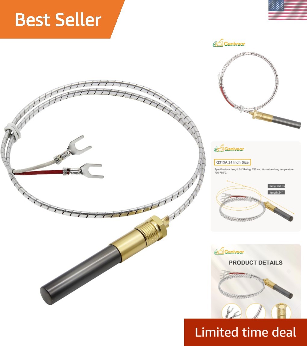 24-Inch 750mV Thermopile Generator for Gas Heater & Fireplace Replacement