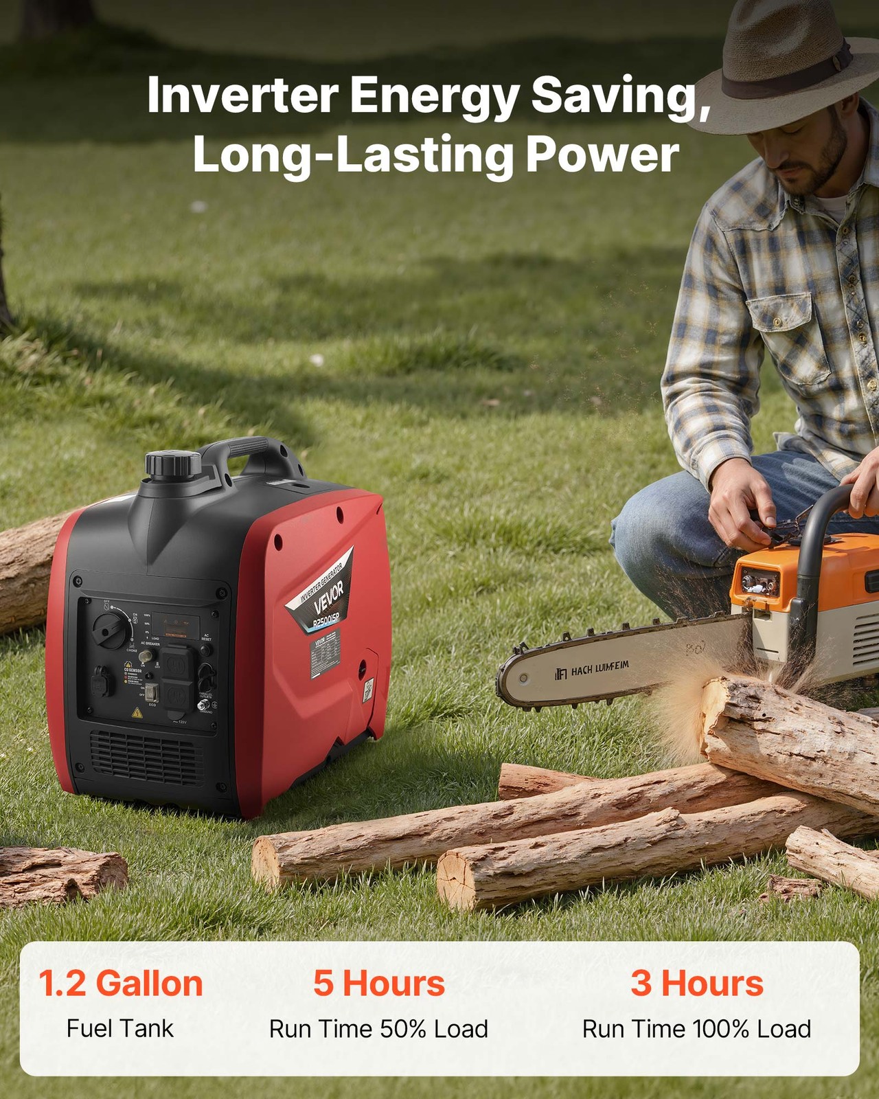 VEVOR Inverter Generator 3000W Peak Watt Quiet Inverter Generator Gas Powered