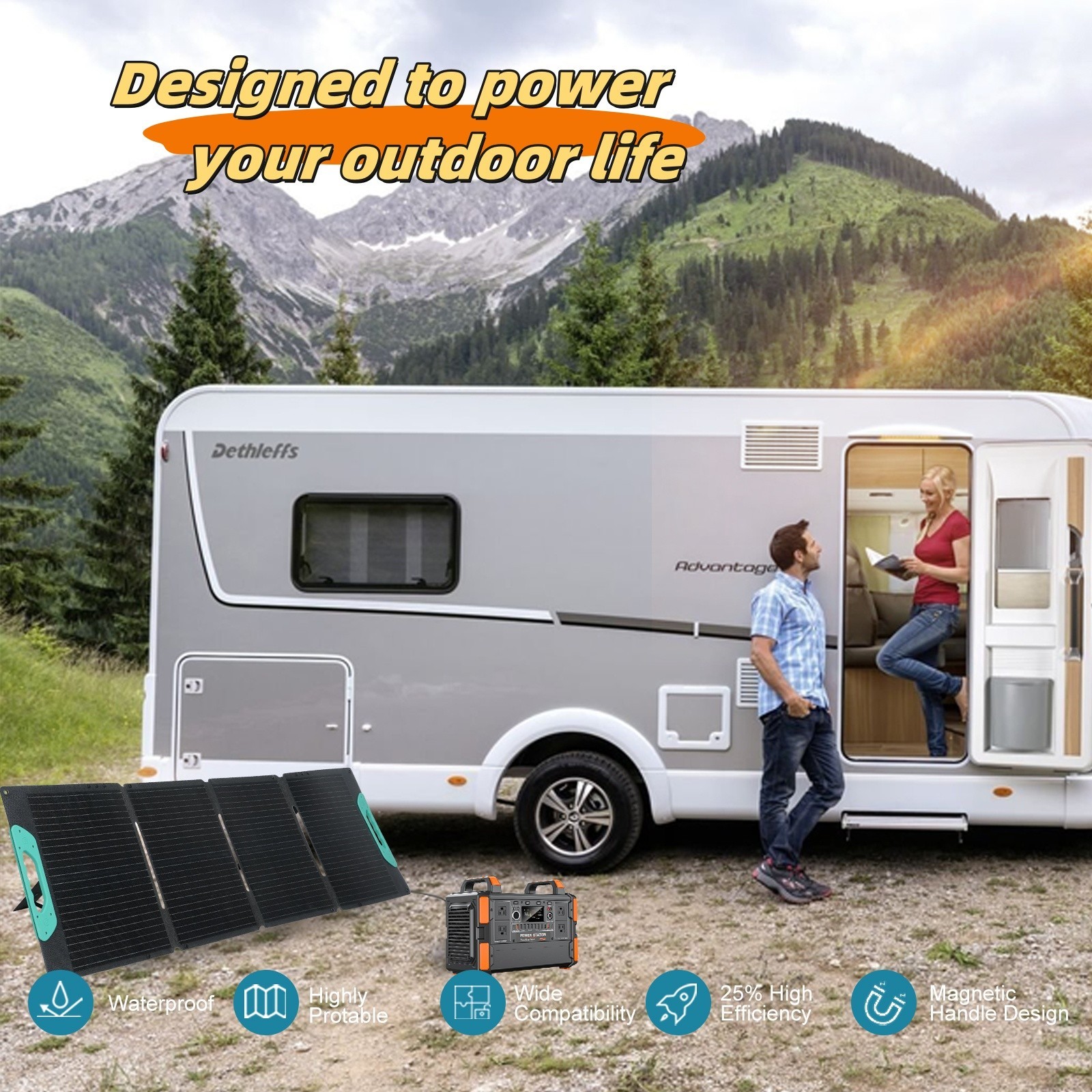 portable power station with solar panel fast charging wireless charging outdoor