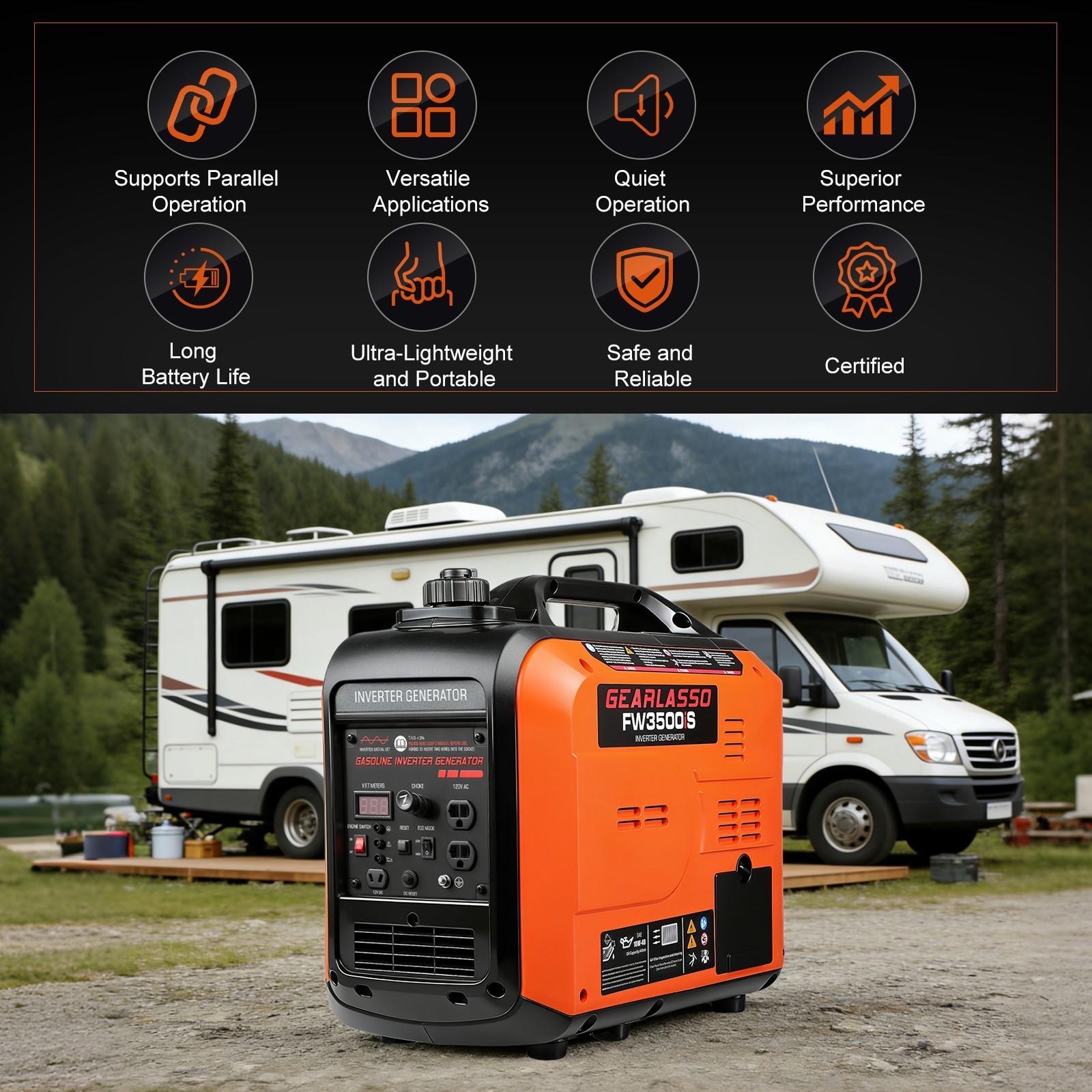 5000W Portable Inverter Generator Gas Powered Quiet for Home Backup Quiet