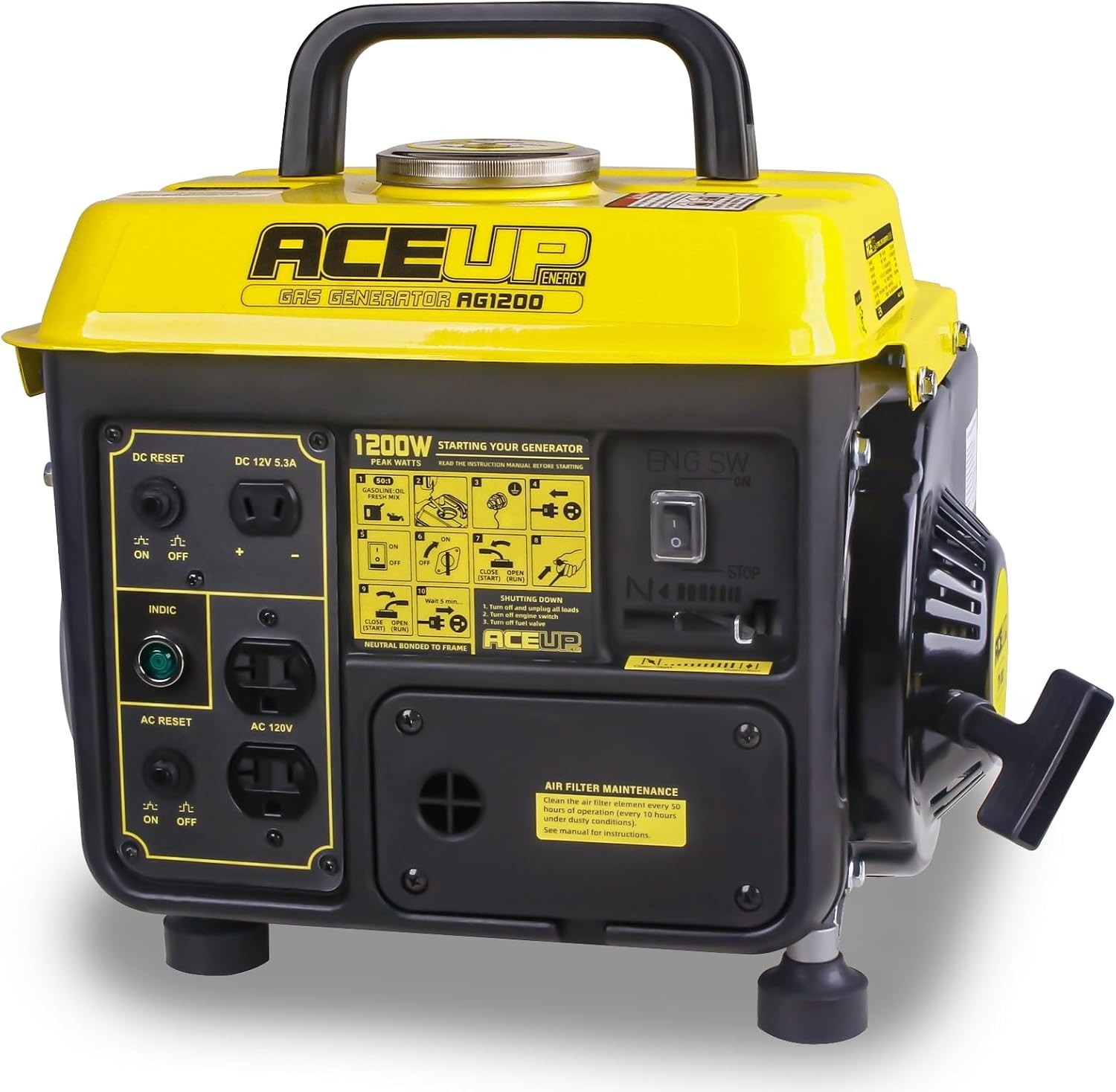 1,200W Gas Powered Generator, Small Portable Generator for Home Use Ultralight,