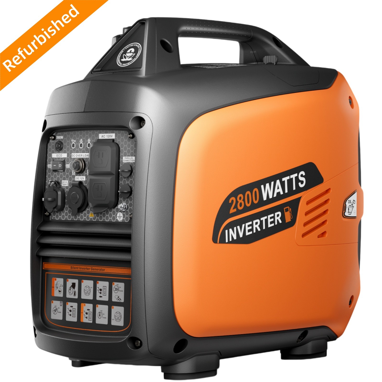 Efurden 2800W Inverter Generator Gas Powered Quiet Portable ECO for Outdoor