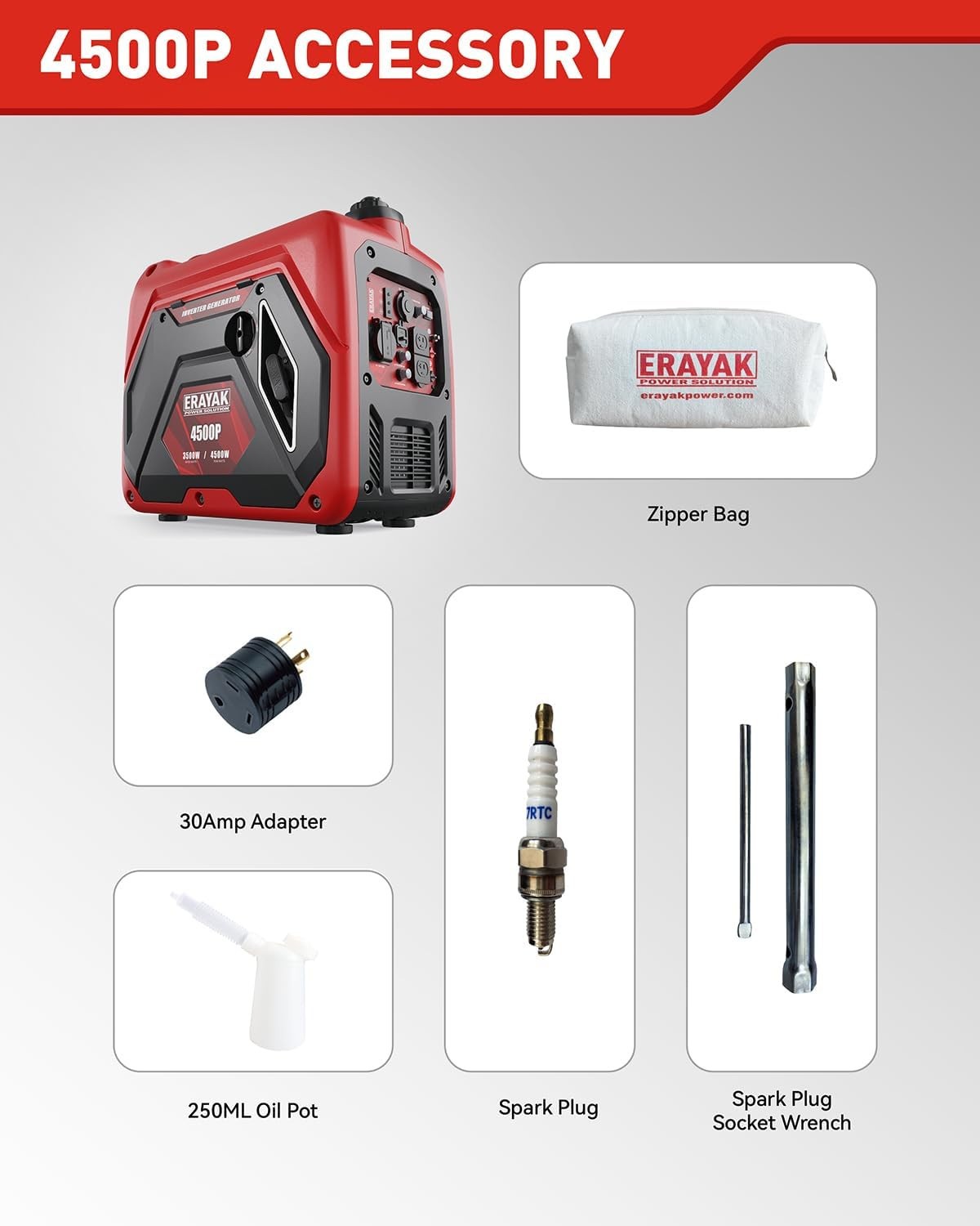 ERAYAK 4500W Portable Inverter Generator Super Quiet Gas Powered EPA ECO Mode