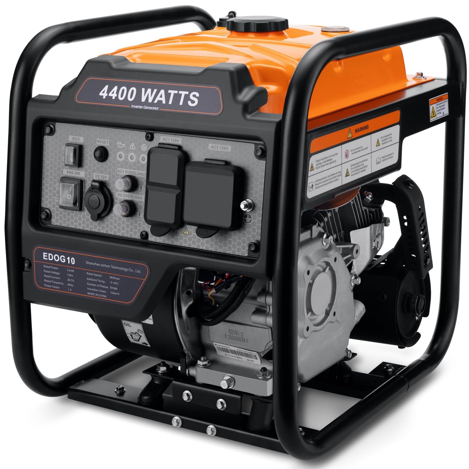 4400 Watts Inverter Generator Gas Powered, Portable Open Frame