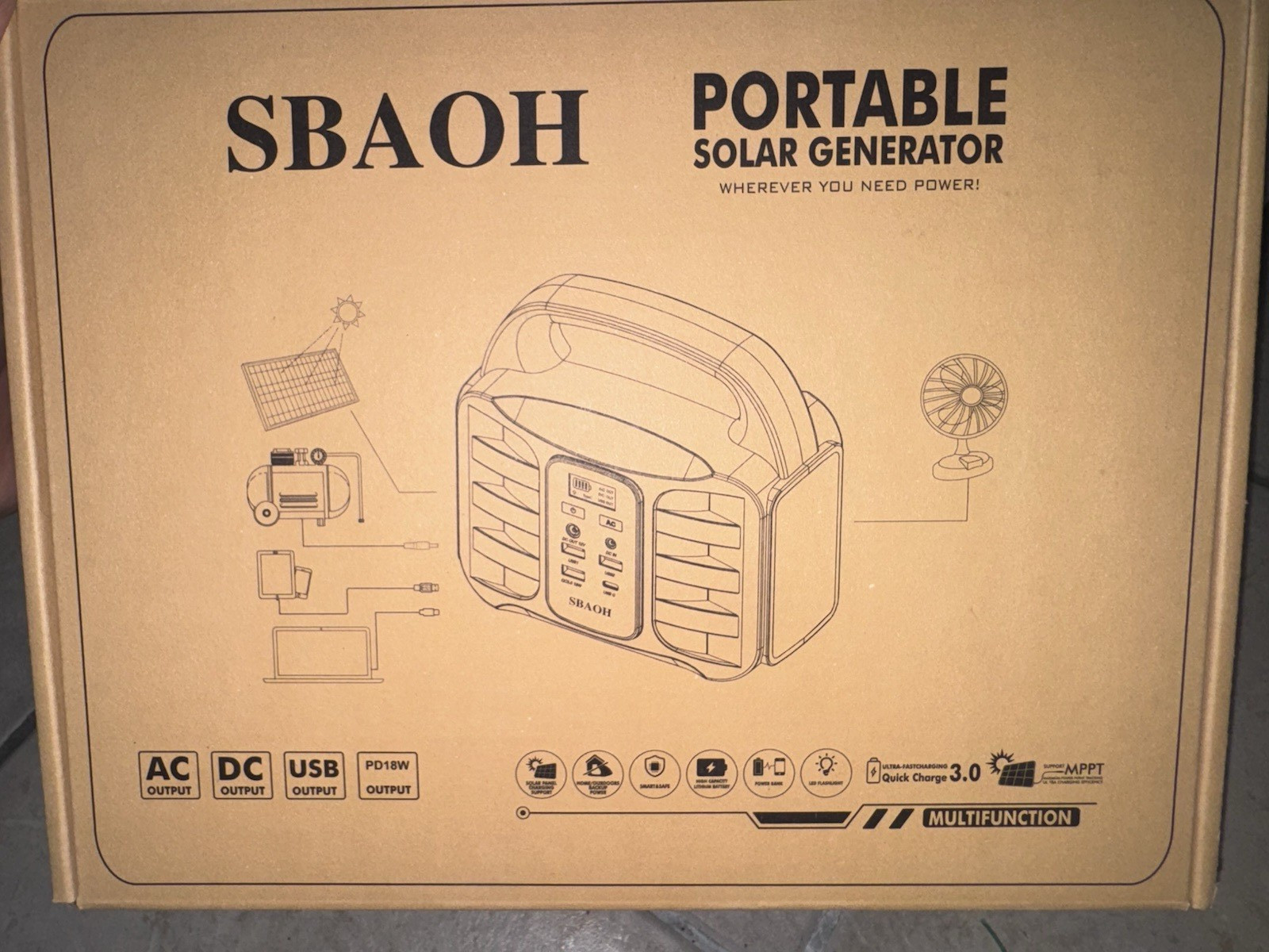 SBAOH T101 Portable Solar Generator 15.4Wh 150W Lithium-Ion MPPT