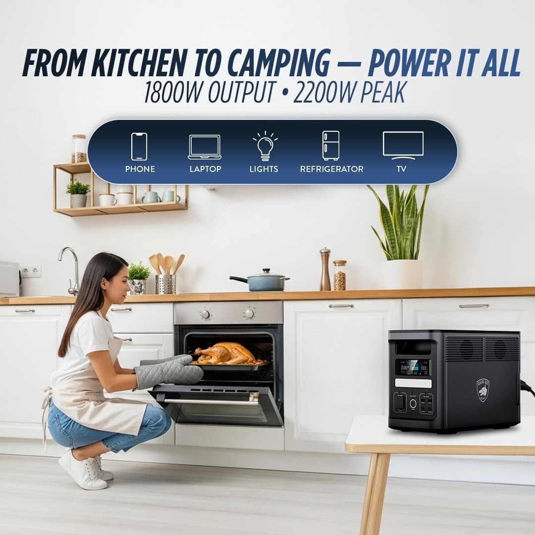 Solar Portable Generator, EP1800W 1536Wh Battery Bank, LiFePO4, UPS App-Control