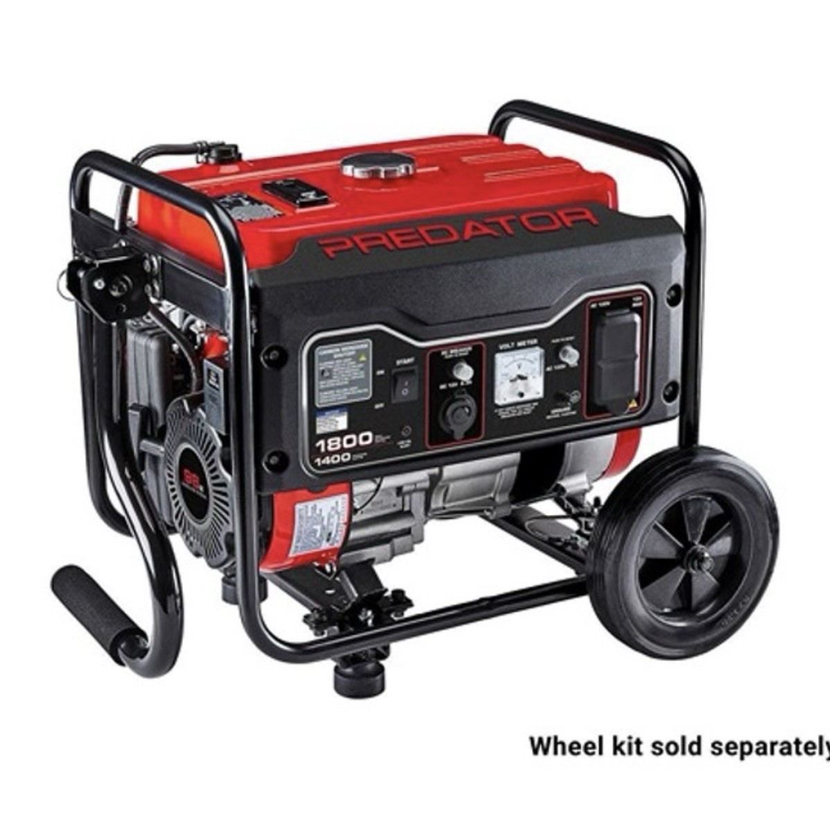 Predator Portable Gasoline Generator 1800/1400W 120V 70dB 1.1gal Red/Black