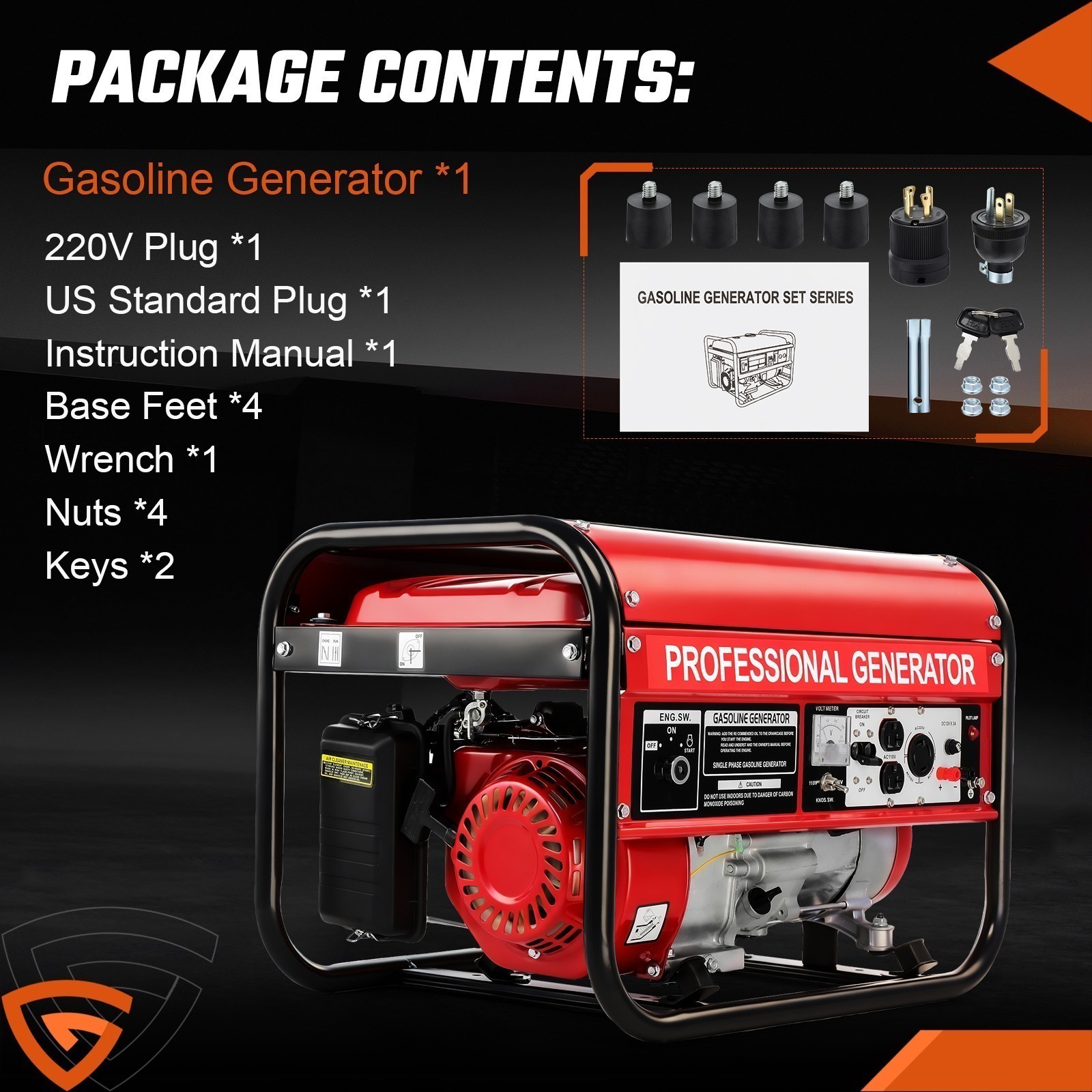 4850W Portable Gasoline Generator 4-stroke 7.5HP for Home Backup Construction