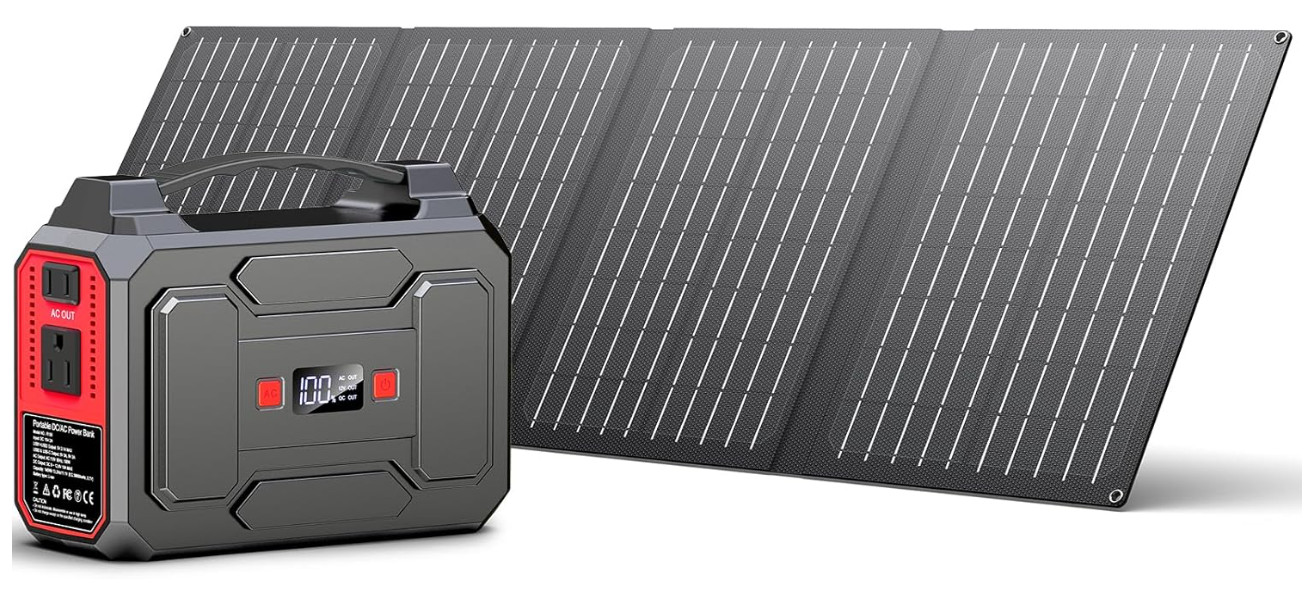 Generador solar portátil 146Wh con panel 40W y salida AC para camping