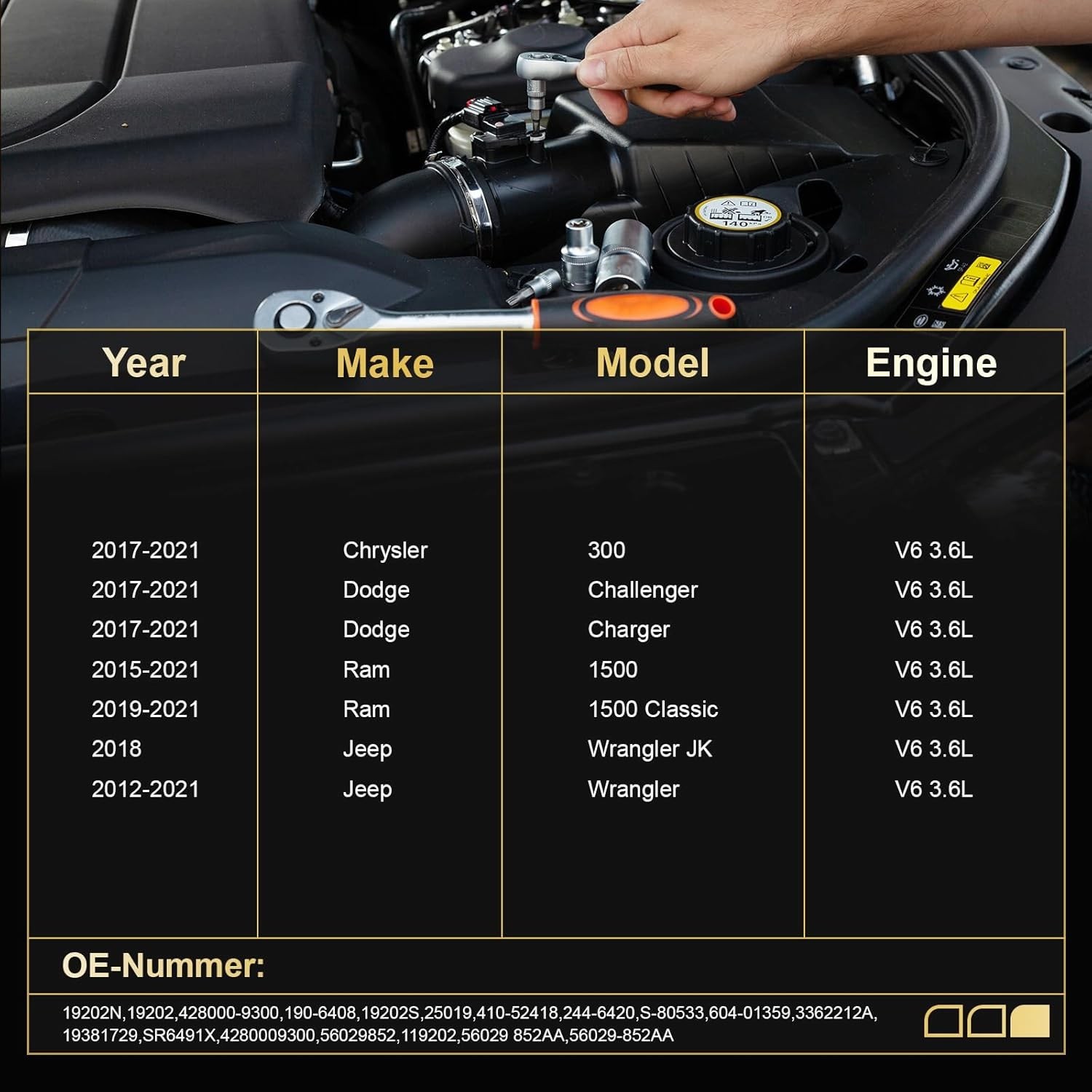 Starter Motor Fit for 2011-2016 3.6L V6 Engine Dodge Durango Charger Challeng…